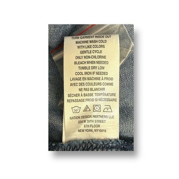 Tres Jolie L Blue Chambray Denim Look Ruffle Sleeve Blouse Boho Feminine Top NWT - Picture 8 of 8